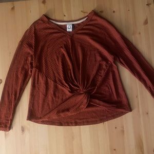 Anthropologie Burnt Orange knotted front Shirt